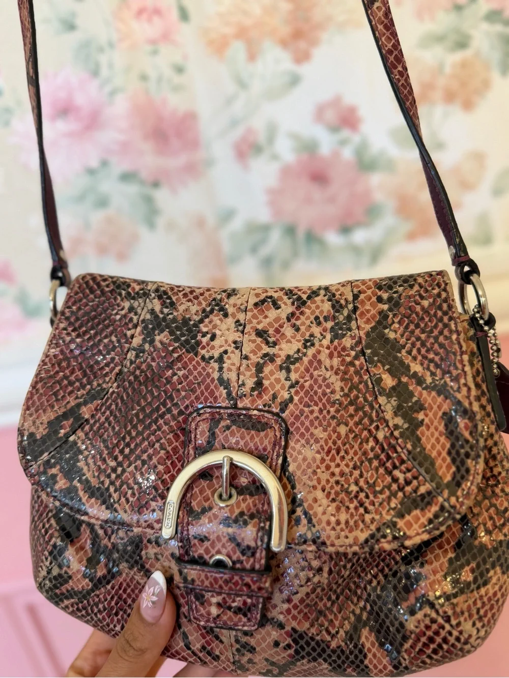 Y2K Snakeskin-Print Shoulder Bag